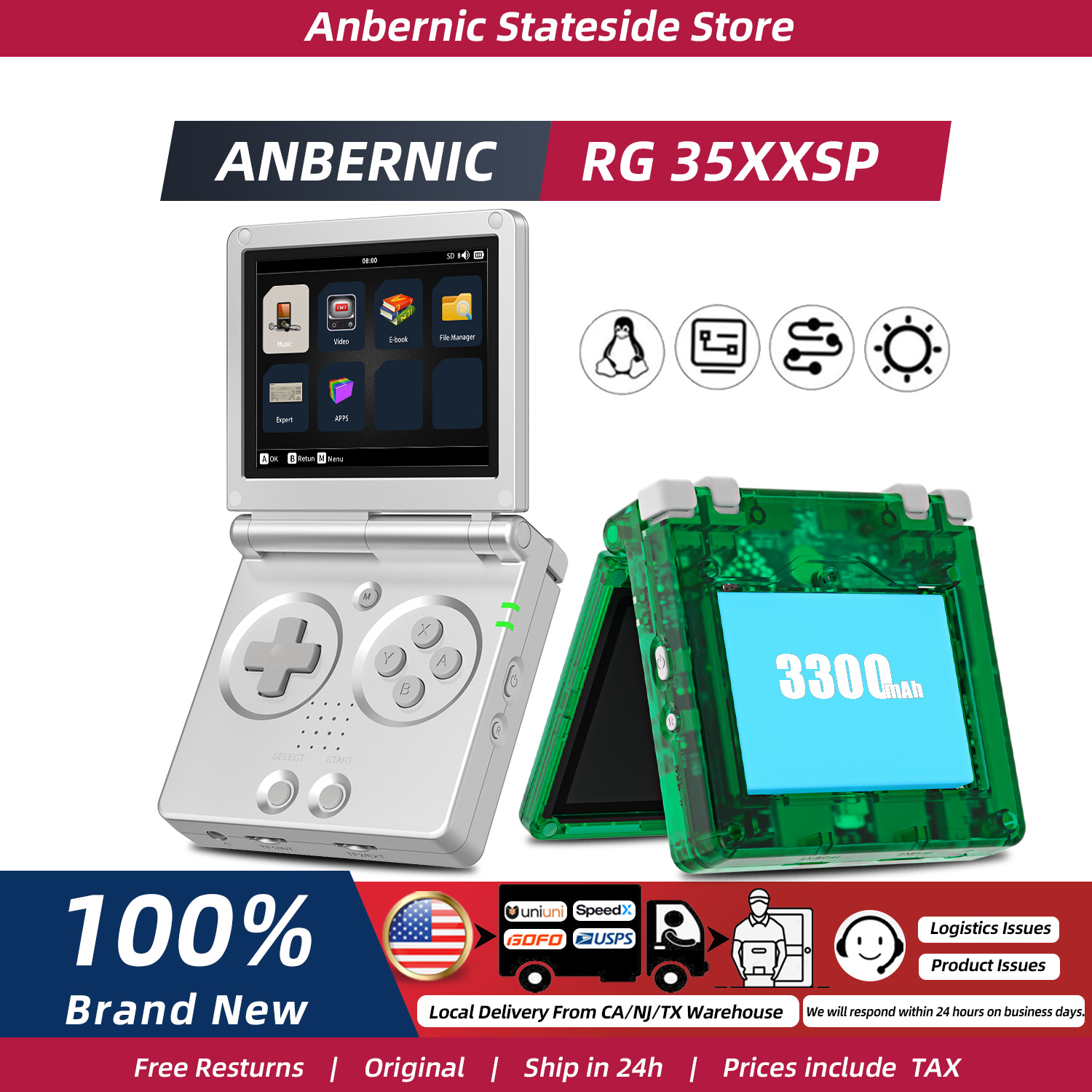Gaming Console 5 Year Old - جهاز ألعاب ريترو ANBERNIC RG35XXSP بشاشة