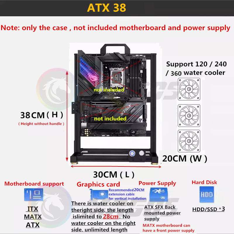 إطار علبة كمبيوتر مفتوح MOD AT - مراجعة Gaming Console Tower وسعره